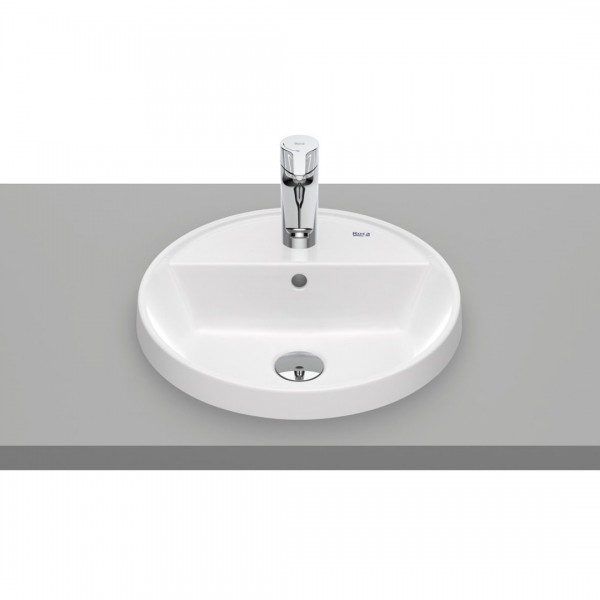 Roca Gap umywalka wpuszczana w blat okrągła 40 cm biała Supraglaze® A3270Y4S00