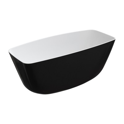 Omnires Ferrara M+ wanna wolnostojąca 157x70 cm biały/czarny połysk FERRARA156BCP