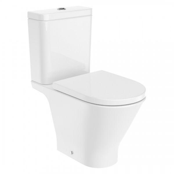 Roca Gap Round miska WC do kompaktu Rimless biała Supraglaze® A3420N8S00