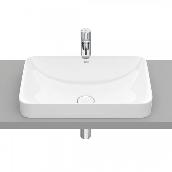 Roca Inspira Square umywalka wpuszczana w blat 55x37 cm biała Supraglaze® A327534S00