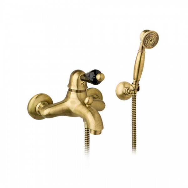 Giulini Giovanni Harmony bateria wannowa kompletna stare złoto - uchwyt czarny Swarovski 9501BR/S.CZ