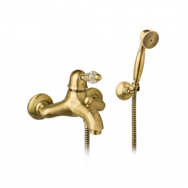 Giulini Giovanni Harmony bateria wannowa kompletna stare złoto - uchwyt przezroczysty Swarovski 9501BR/S