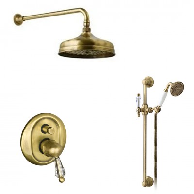 Giulini Giovanni Harmony zestaw prysznicowy deszczownica + zestaw natryskowy stare złoto Swarovski przezroczysty SWHAUP3BR