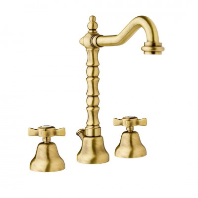 Giulini Giovanni Parigi bateria umywalkowa 3 otworowa wysoka retro stare złoto 7312BR