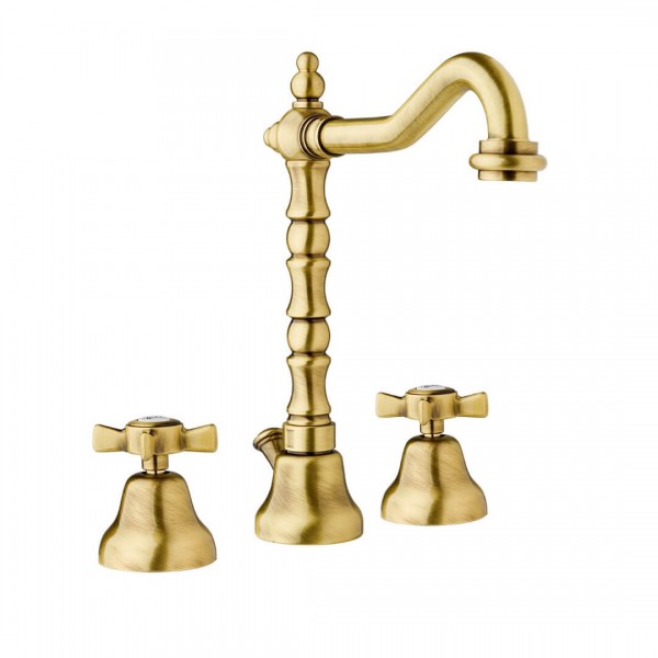 Giulini Giovanni Parigi bateria umywalkowa 3 otworowa wysoka retro stare złoto 7312BR