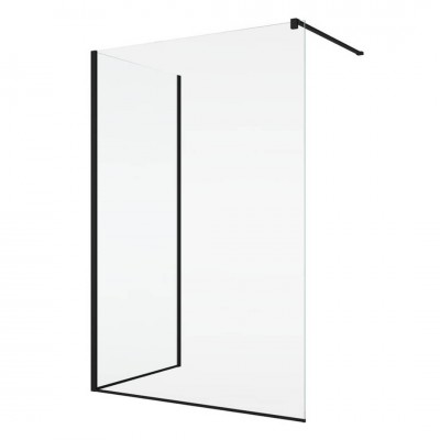 Sanswiss Easy kabina prysznicowa prostokatna Walk-in 140x100 cm czarny mat STR4P1400607+STR4P1000607+WPE062000