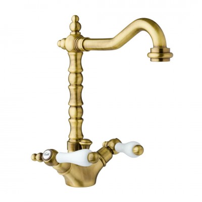 Giulini Giovanni Praga bateria umywalkowa retro wysoka stare złoto 7556BR