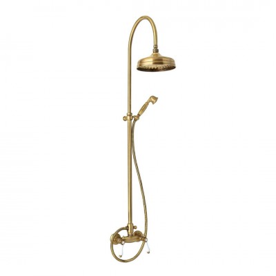 Giulini Giovanni Praga kolumna natryskowa z baterią retro stare złoto 7507/1162BR