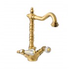 Giulini Giovanni Praga bateria umywalkowa wysoka stare złoto - uchwyty przezroczyste Swarovski 7556BR/S