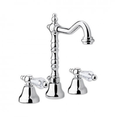 Giulini Giovanni Praga bateria umywalkowa 3 otworowa chrom - uchwyty przezroczyste Swarovski 7512/S