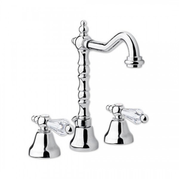Giulini Giovanni Praga bateria umywalkowa 3 otworowa chrom - uchwyty przezroczyste Swarovski 7512/S