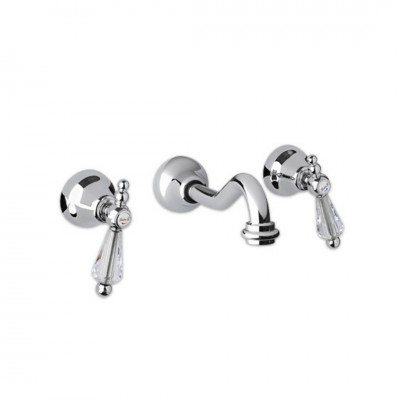 Giulini Giovanni Praga bateria umywalkowa ścienna chrom - uchwyty przezroczyste Swarovski 7522/S