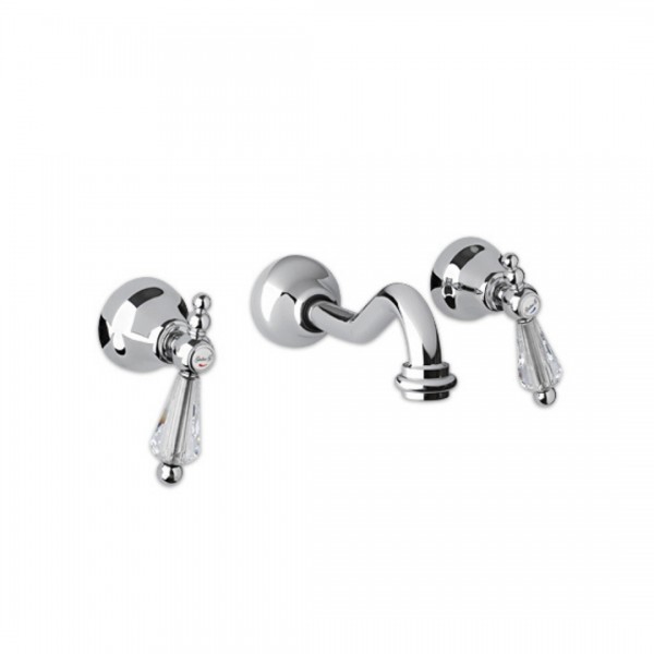 Giulini Giovanni Praga bateria umywalkowa ścienna chrom - uchwyty przezroczyste Swarovski 7522/S