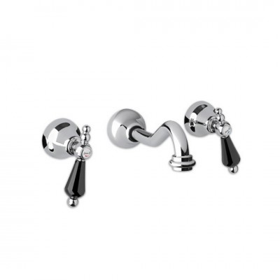 Giulini Giovanni Praga bateria umywalkowa ścienna chrom - uchwyty czarne Swarovski 7522/S.CZ