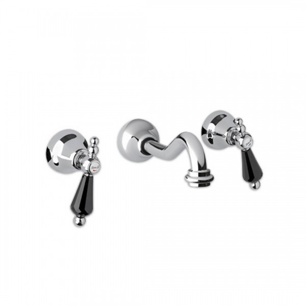Giulini Giovanni Praga bateria umywalkowa ścienna chrom - uchwyty czarne Swarovski 7522/S.CZ