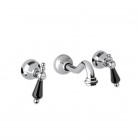 Giulini Giovanni Praga bateria umywalkowa ścienna chrom - uchwyty czarne Swarovski 7522/S.CZ