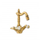 Giulini Giovanni Praga bateria bidetowa stare złoto - uchwyty przezroczyste Swarovski 7558BR/S