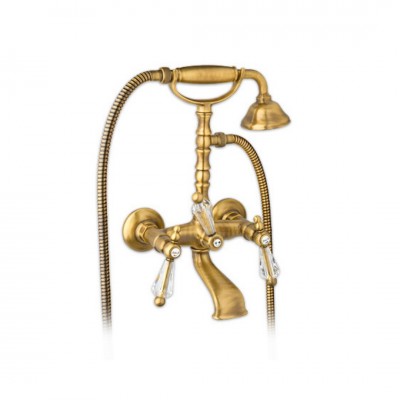 Giulini Giovanni Praga bateria wannowa stare złoto - uchwyty przezroczyste Swarovski 7500/SB