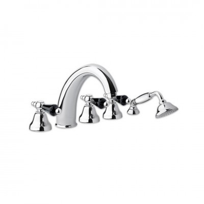 Giulini Giovanni Praga bateria wannowa 5 otworowa chrom - uchwyty czarne Swarovski 7560/S.CZ
