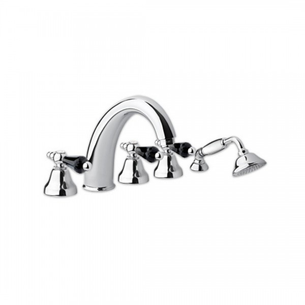 Giulini Giovanni Praga bateria wannowa 5 otworowa chrom - uchwyty czarne Swarovski 7560/S.CZ