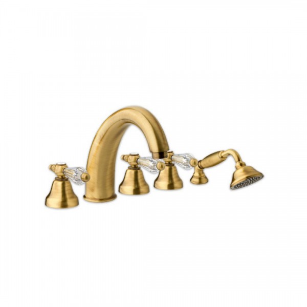 Giulini Giovanni Praga bateria wannowa 5 otworowa stare złoto - uchwyty przezroczyste Swarovski 7560BR/S