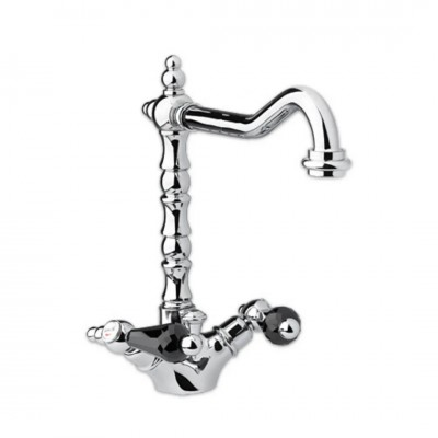 Giulini Giovanni Praga bateria kuchenna dwuuchytowa chrom z uchwytem czarnym Swarovski 7550/S.CZ
