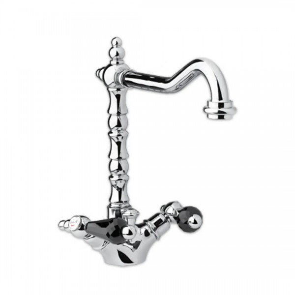 Giulini Giovanni Praga bateria kuchenna dwuuchytowa chrom z uchwytem czarnym Swarovski 7550/S.CZ