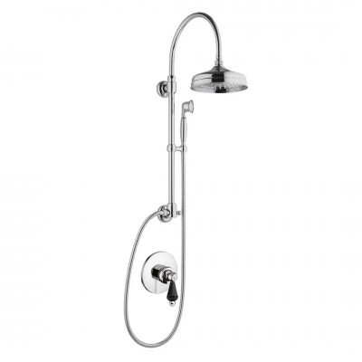 Giulini Giovanni Hermitage kolumna natryskowa z baterią podtynkową retro chrom - uchwyt czarny Swarovski 4415-01261/S.CZ
