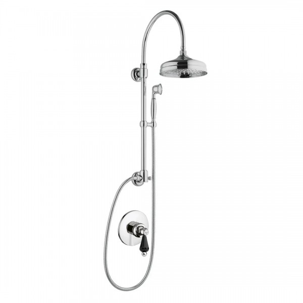 Giulini Giovanni Hermitage kolumna natryskowa z baterią podtynkową retro chrom - uchwyt czarny Swarovski 4415-01261/S.CZ