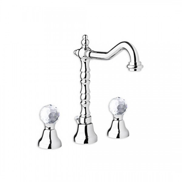 Giulini Giovanni Odessa bateria umywalkowa 3-otworowa wysoka chrom - uchwyty przezroczyste Swarovski 3906