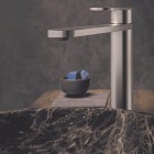 Vema Ayas Steel bateria umywalkowa stojąca wysoka z korkiem klik klak inox V28021/K