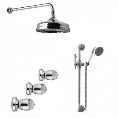 Giulini Giovanni Persia kompletny zestaw prysznicowy deszczownica + zestaw natryskowy chrom Swarovski przezroczysty SWPEUP3CH
