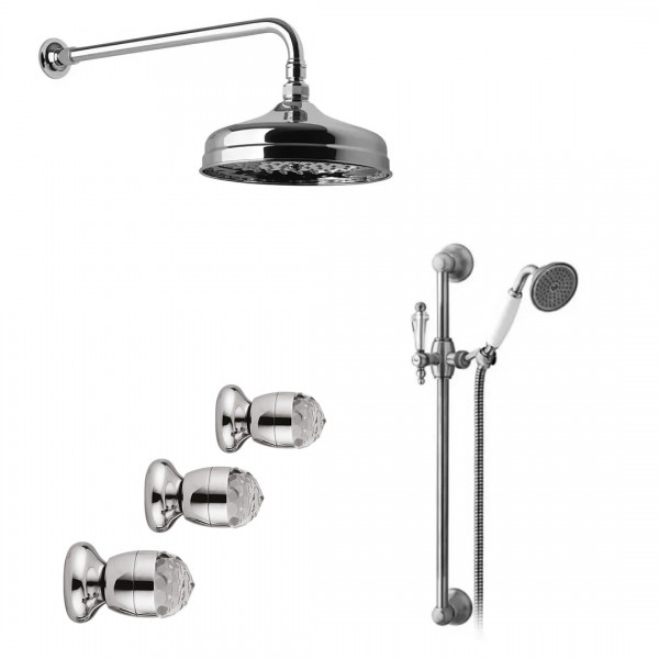 Giulini Giovanni Persia kompletny zestaw prysznicowy deszczownica + zestaw natryskowy chrom Swarovski przezroczysty SWPEUP3CH