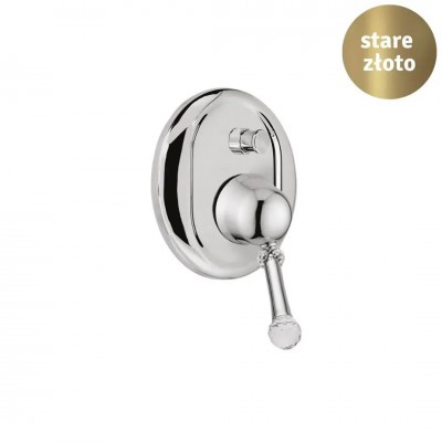 Giulini Giovanni Symphony bateria natryskowa podtynkowa z przełącznikiem stare złoto - uchwyt przezroczysty Swarovski SY9511BR