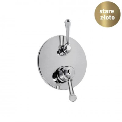 Giulini Giovanni Symphony bateria natryskowa podtynkowa 3 wyjścia retro stare złoto uchwyt przezroczysty Swarovski SY9511-3BR