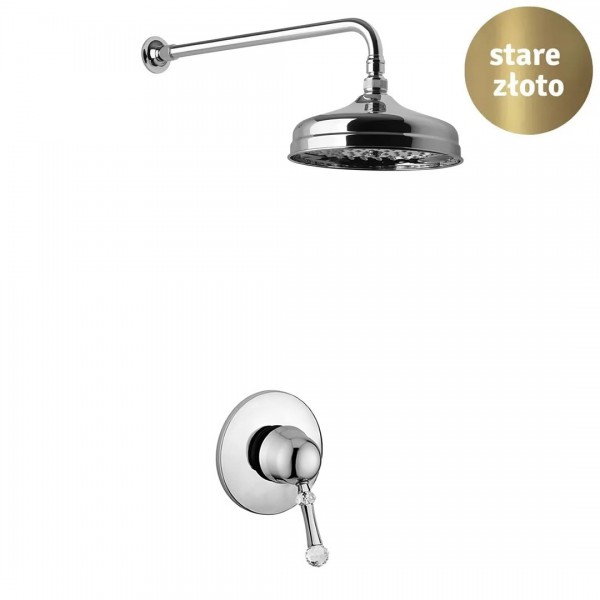 Giulini Giovanni Symphony kompletny zestaw prysznicowy stare złoto - uchwyt przezroczysty Swarovski GG7BR