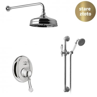 Giulini Giovanni Symphony kompletny zestaw prysznicowy stare złoto uchwyt Swarovski przezroczysty GG8BR