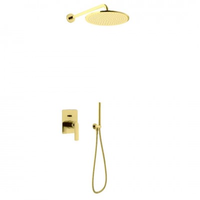 Kohlman Experience Brushed Gold zestaw prysznicowy podtynkowy deszczownica 25 cm złoty szczotkowany QW210EGDBR25