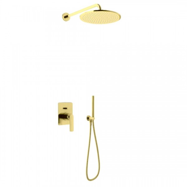 Kohlman Experience Brushed Gold zestaw prysznicowy podtynkowy deszczownica 25 cm złoty szczotkowany QW210EGDBR25