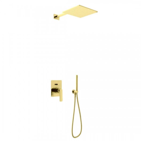 Kohlman Experience Brushed Gold zestaw prysznicowy podtynkowy deszczownica 25x25 cm złoty szczotkowany QW210EGDBQ25