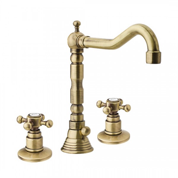 Reitano Atea bateria umywalkowa 3-otworowa wysoka retro stare złoto R722B