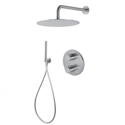 Vema Tiber Steel kompletny zestaw prysznicowy termostatyczny podtynkowy deszczownica 25 cm TIBZES25TERMO