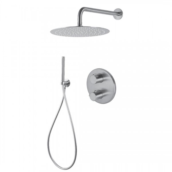 Vema Tiber Steel kompletny zestaw prysznicowy termostatyczny podtynkowy deszczownica 30 cm TIBZES30TERMO