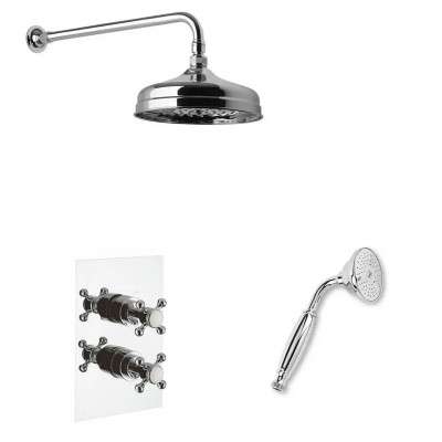 Reitano Atea kompletny zestaw prysznicowy termostatyczny deszczownica + słuchawka z uchwytem retro chrom R2ATCH2