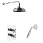 Reitano Atea kompletny zestaw prysznicowy termostatyczny deszczownica + słuchawka z uchwytem retro chrom R2ATCH2