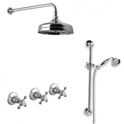 Fromac/Reitano Atea kompletny zestaw prysznicowy deszczownica + zestaw natryskowy retro chrom R3ATCH