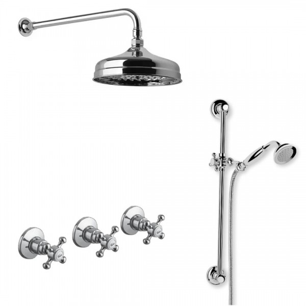 Fromac/Reitano Atea kompletny zestaw prysznicowy deszczownica + zestaw natryskowy retro chrom R3ATCH