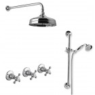 Fromac/Reitano Atea kompletny zestaw prysznicowy deszczownica + zestaw natryskowy retro chrom R3ATCH