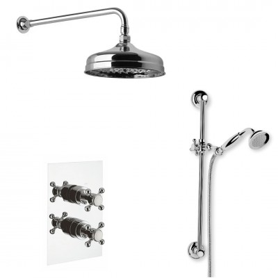 Reitano Atea kompletny zestaw prysznicowy termostatyczny deszczownica + zestaw natryskowy retro stare złoto R3ATBR