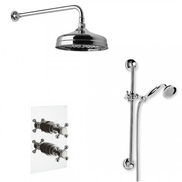 Reitano Atea kompletny zestaw prysznicowy termostatyczny deszczownica + zestaw natryskowy retro stare złoto R3ATBR